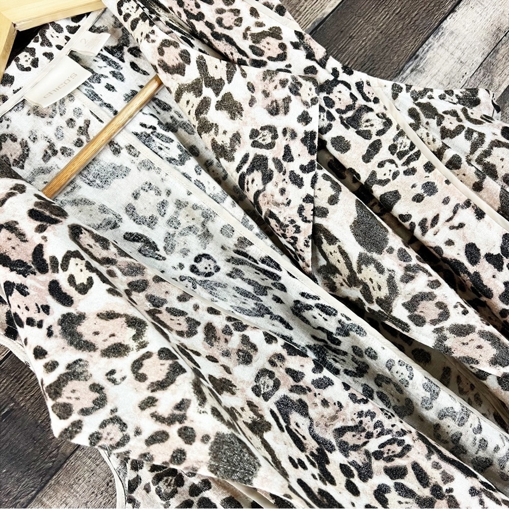 Chico's Leopard Print Pink‎ Metallic Open Vest - Picture 6 of 6
